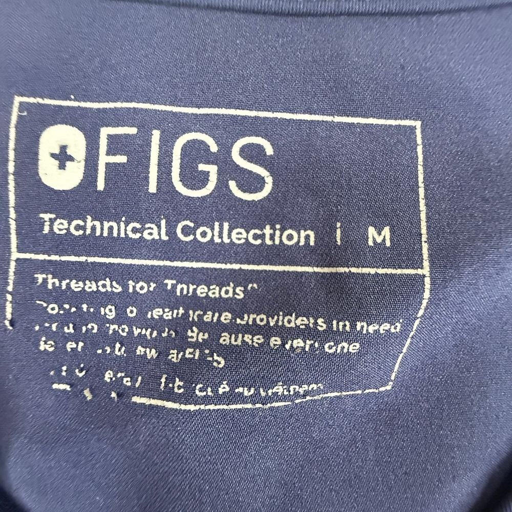 FIGS Scrub Top Women M Navy Blue Technical Collection V-Neck Short Sleeve Pocket - Picture 6 of 9